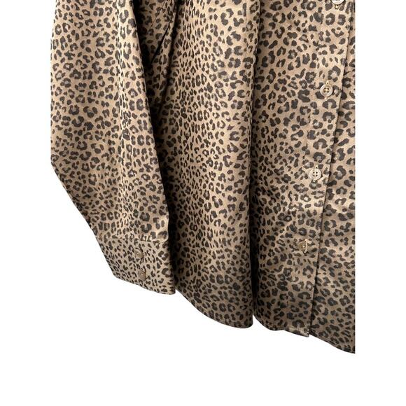 Chico's No-Iron Coolmax All Seasons Cheetah-Print Classic Shirt Button Up 16/18 - Picture 4 of 5